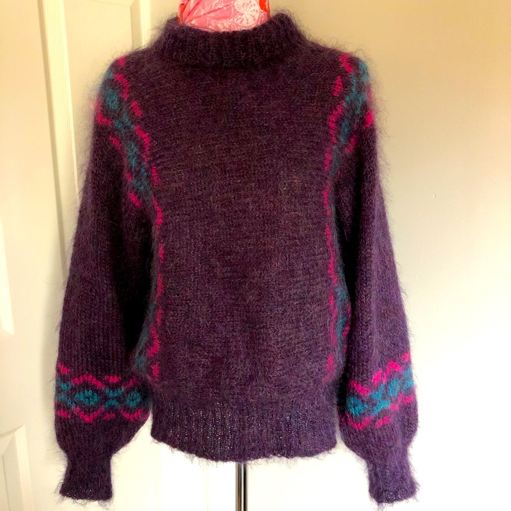 Vintage Harmony Classics mohair & wool heather purple sweater, US M, fits XS-M